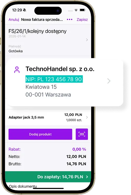 Wpisujesz NIP klienta